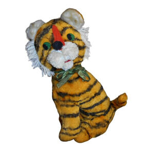 Antique ELKA Toys Tiger Cat Plush Foam Air Stuffed Felt Eyes 14" USA Made